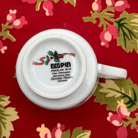 Vintage 1980's KOPIN CHRISTMAS PLEASURE Footed Cups.  Set of Four. - Picture 5 of 5